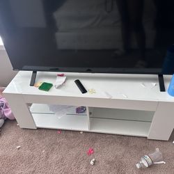 NTense LED TV Stand with Glass Shelves for TVs up to 55", White Gloss