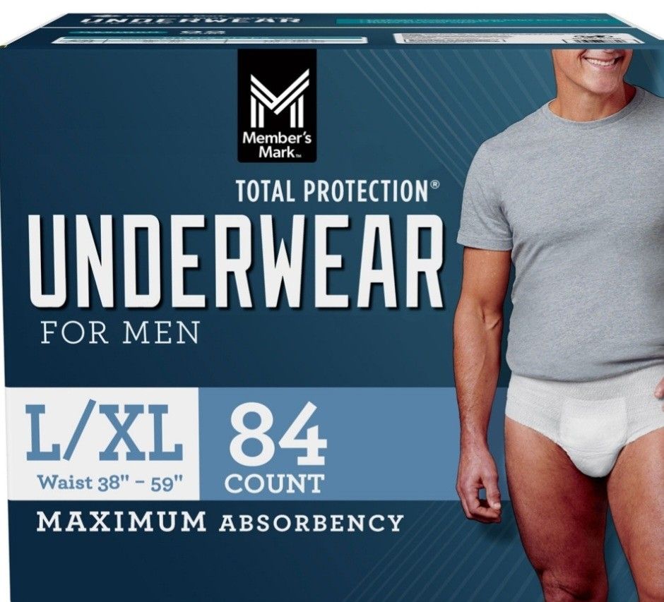 Member's Mark Total Protection Incontinence Underwear For Men, Size L/XL, 84 Count