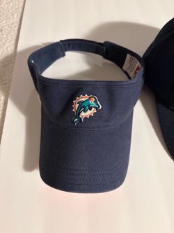 MIAMI DOLPHINS NFL FOOTBALL VINTAGE LOGO ADJUSTABLE NAVY VISOR CAP HAT  ANNCO