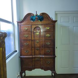 Antique High boy Dresser Chest Of Drawers 