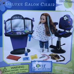 OUR GENERATION SALON CHAIR AND VANITY FOR 18” DOLL