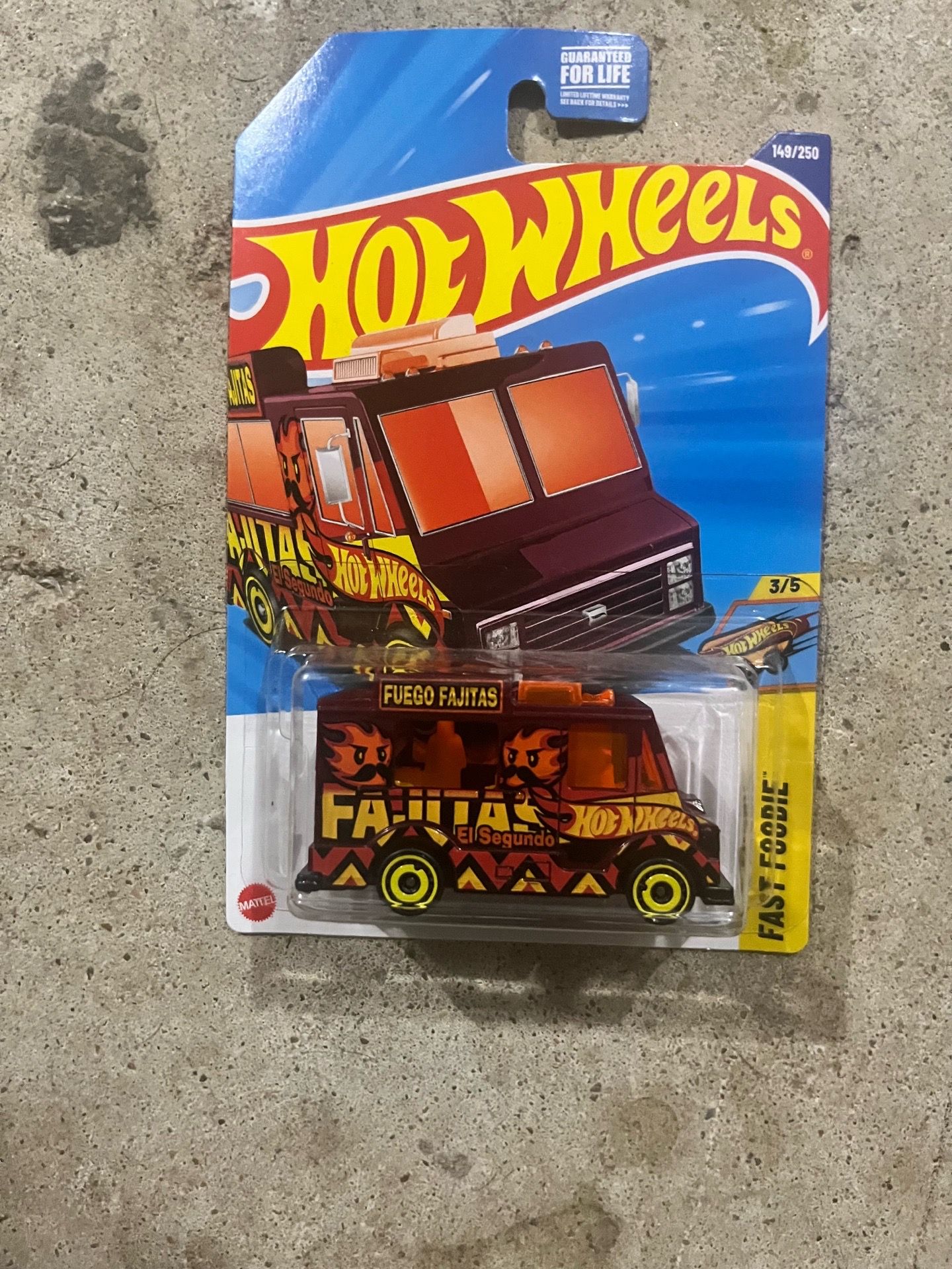 2025 Hot Wheels #149 Fast Foodie 3/5 QUICK BITE Maroon w/Yellow AD Spoke Wheels