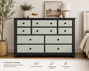 Fully Refinished 10-Drawer Dresser – Modern Two-Tone Design