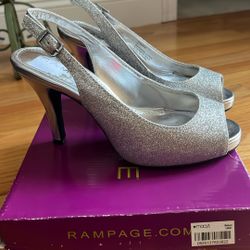 Women’s Silver Glitter Heels By Rampage Size 5