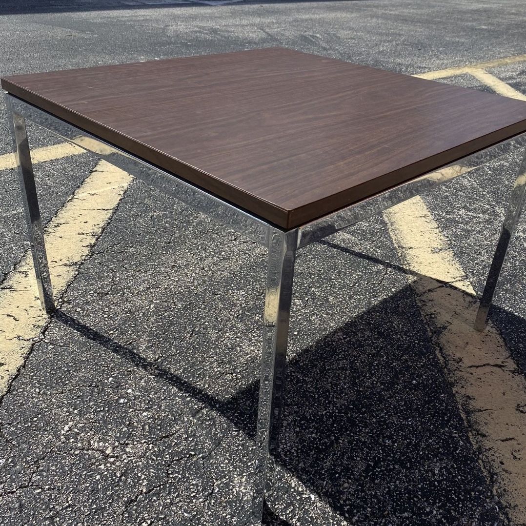 Vintage Mid Century Modern 50s Knoll / Walnut Chrome Side Table