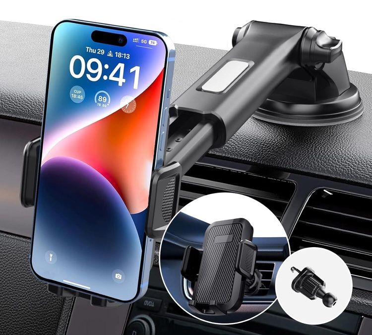 Phone Mount for Car,Military-Grade Car Phone Holder Mount Universal Automobile Dashboard Windshield Cell Phone Holder Truck Vent for iPhone 16 15 14 1