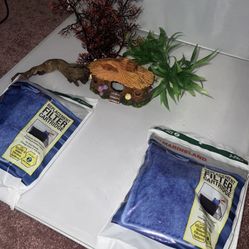 Fish Tank Volcano Decor + 4pc Purple Artificial Fish Plants Bundle