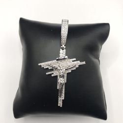 925 Sterling Silver 2.50CT MOISSANITE Crucifix Cross Men’s Pendant 