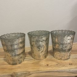New Silver Rustic Vases Set Of 3