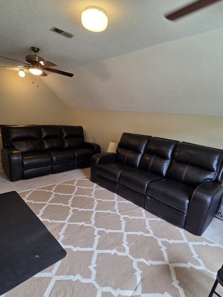 Original leather Dual Power Recliner Sofa