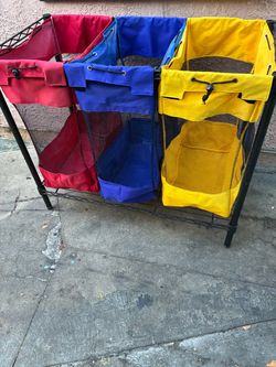 3-Section Laundry Sorter with Metal Frame