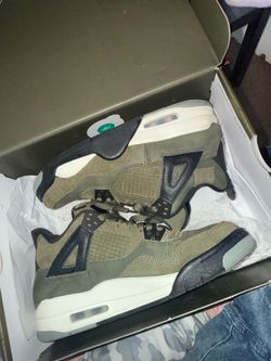 Air Jordan 4 Olive Green Suede Sneakers