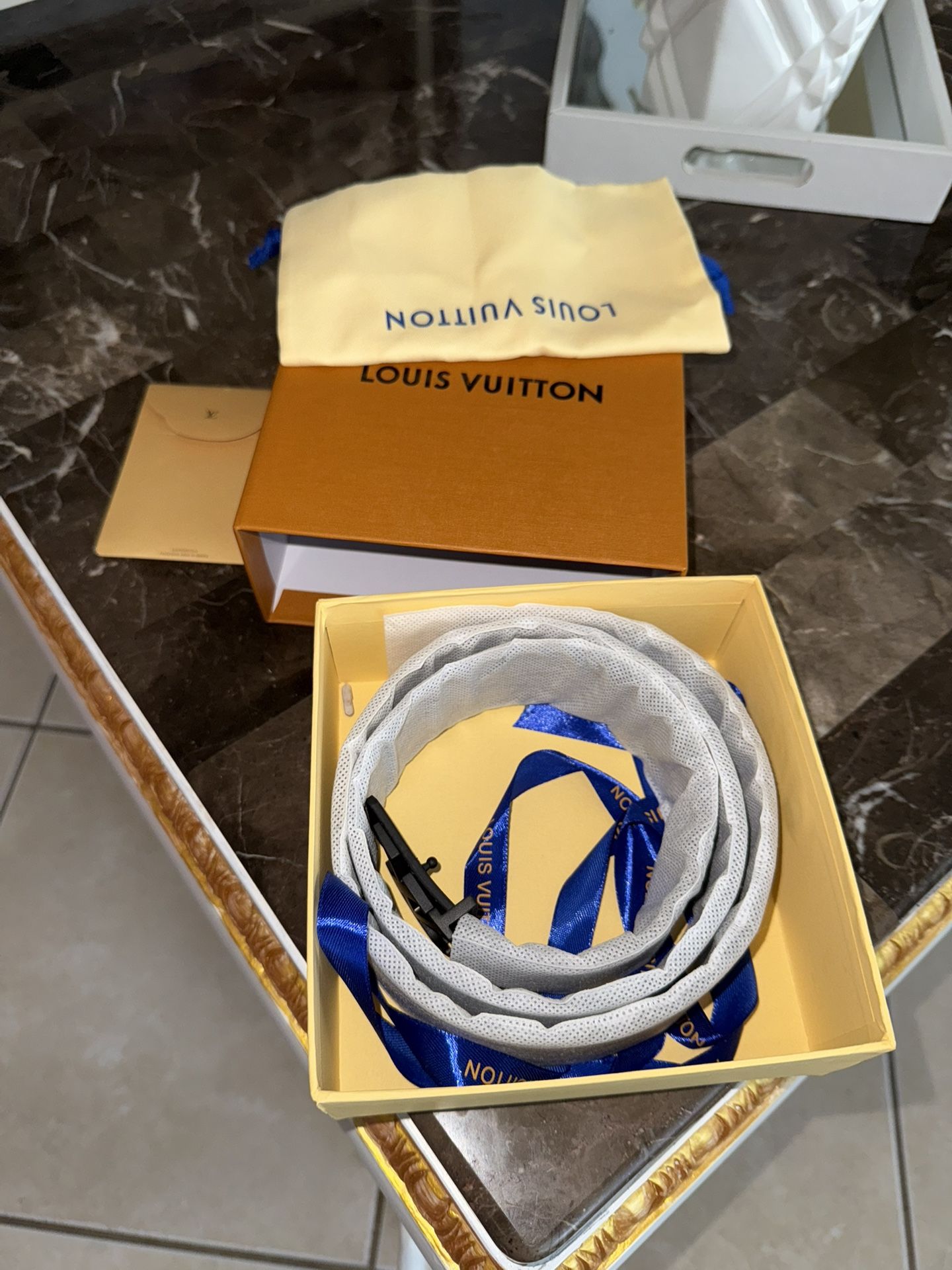 Authentic Louis Vuitton Damier Graphite Belt Sz 36 - With Box