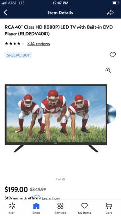 RCA 40 “ Class HD (1080P) LED TV With Built-In DVD Player 
