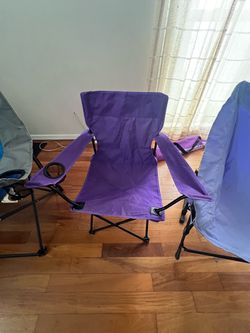Purple Folding Camp Chair with Cup Holder