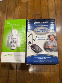 BRAND NEW Vintage GE Cordless Phone & Plantronics Headset Pair