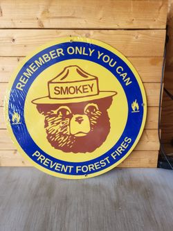 Smokey Bear Prevent Forest Fires Round Metal Sign 14"