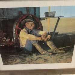New Gordon Snidow “Chuckwagon” 1982 Coors Cowboy Print 32 1/2” W x 28” H 