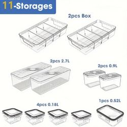 11Pcs Fridge Organizers Bins And Storage