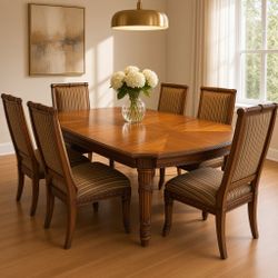 Beautiful Formal Wood Dining Table & 6 Chair Set – Local Pickup Only – Priced to Sell Fast