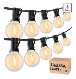 300FT LED Globe String Lights 3-Pack