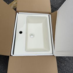 Wall Mount Bathroom Sink - Funmier 21x16 Inch Floating Vessel Sink Rectangular color Crema