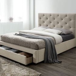 🔥 JUST IN 🔥 Brand New Beige E. King Size Underbed Storage Bed Frame