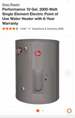 RHEEM 10gallon electric water heater