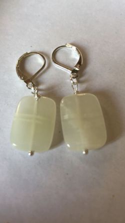 Light green color jade earrings