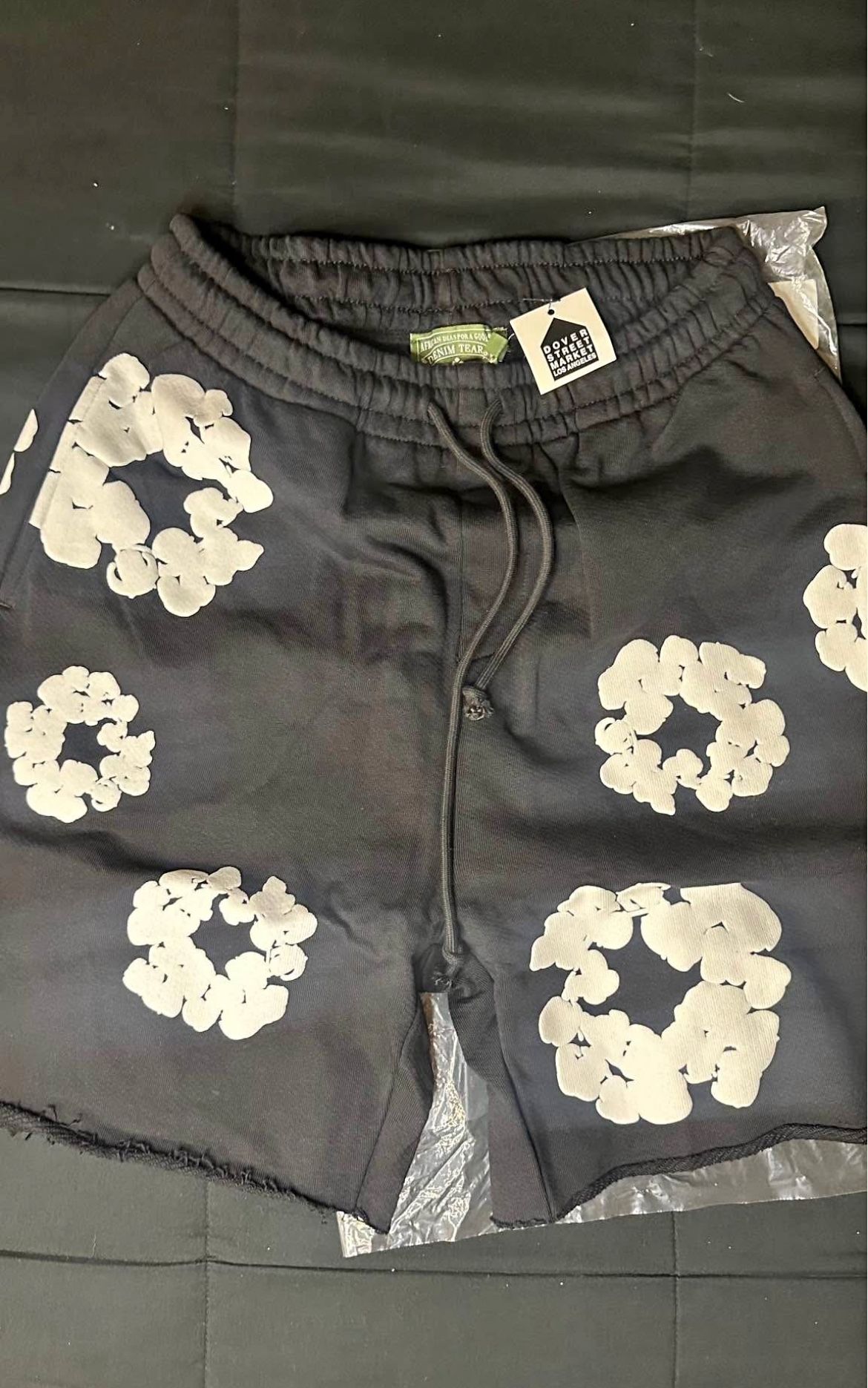 Black Denim Tear Shorts