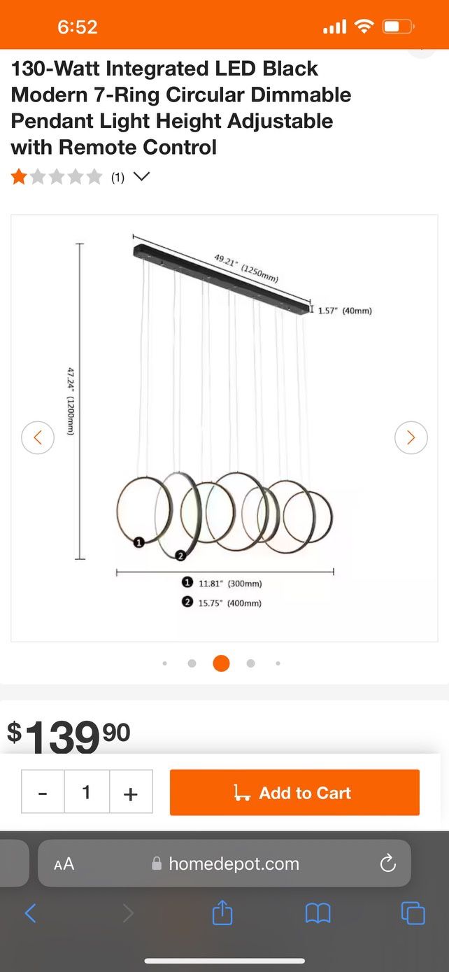 Beautiful Pendant 7 Ring Chandelier