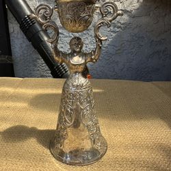 Vintage Silver Plated Double Cup Wedding Toasting Goblet Woman Chalice 8”