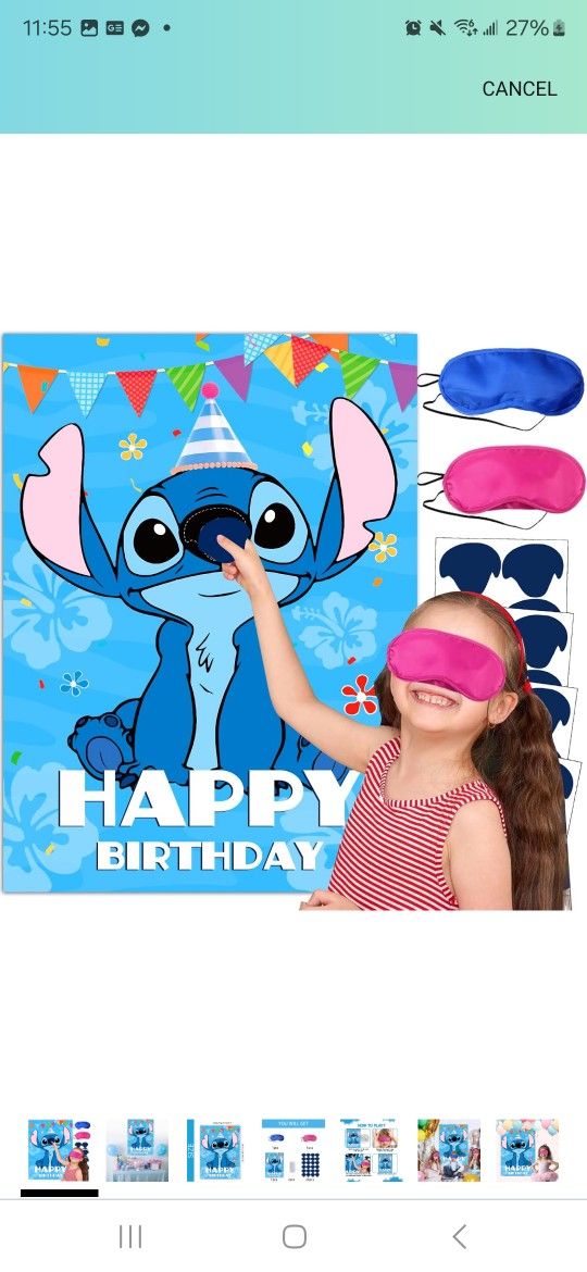 Stitch Party supply game Pin The Nose Sticker
