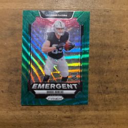 2024 PRIZM BROCK BOWERS GREEN EMERGENT ROOKIE CARD