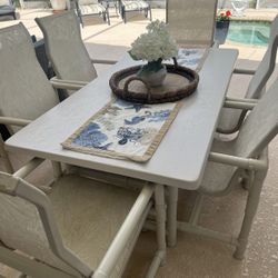Outdoor Dining Table 6 Chairs & Rolling Bar Cart