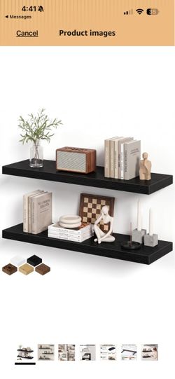 Black Floating Shelves for Wall, 32W x 8D Floating Wall Shelves with Invisible Brackets Set of 2, Hanging Rustic Wood Shelf Decoration for Bedroom, Ba
