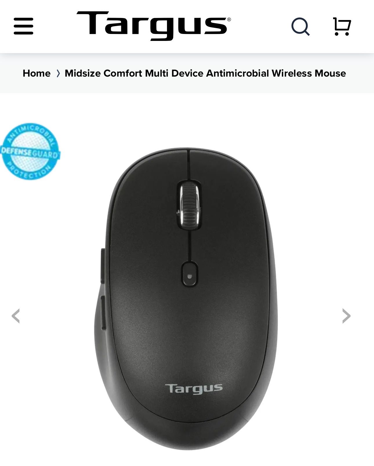Midsize Comfort Multi-Device Antimicrobial Wireless Mouse MODEL NUMBER :AMB582GL