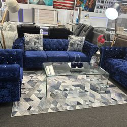 Blue Trendy SOFA&LOVESEAT Set For Sale ( Furniture Assembly) 40% Off 