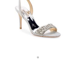Badgley Mischka Size 9 3.5” Silver Glitter Heels Formal Wedding Brand New With Box