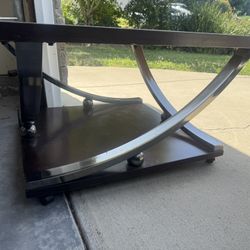 Brown Coffee Table Glass Top