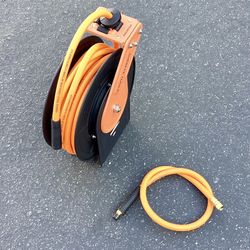 Giraffe Tools Retractable Air Hose Reel Wall Mount 3/8" x 50 ft Hybrid Hose, Air Compressor300PSI, 50ft, Tangelo