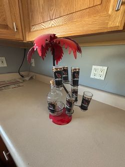 Arizona Cardinals Shot Glass and Decanter Palm Tree Set