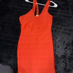 Bright Orange Bandage Dress