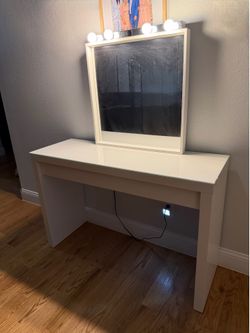 IKEA MALM dressing table vanity + mirror and vanity light fixture