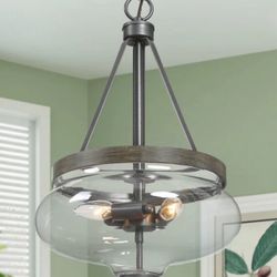 NEW! Kewaunee 3 - Light Drum Urn Kitchen Island Pendant Light with Glass Shade