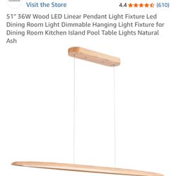 Yisdesign 51” Wood LED Linear Pendant Light Fixture 