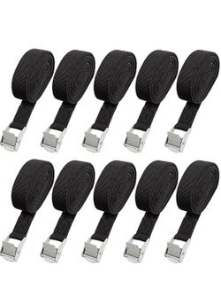 New Black 10 PCs Black Lashing Strap With Adjustable Buckle tie down for Securing Cargo, Kayak, Luggage