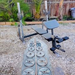 245lbs Olympic Weights+ Bench Press + Barbell 