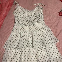 Pretty Green And White Polka Dot Sundress 