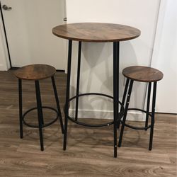 Round High Table With Two Stools